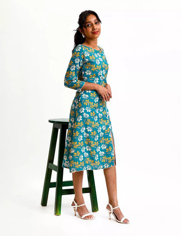 PRINTED COTTON STRAIGHT DRESS