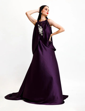 COLD SHOULDER EVENING GOWN