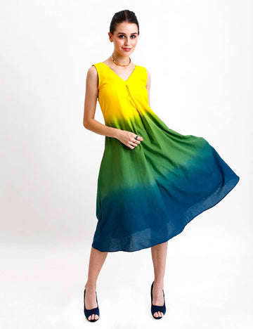 SLEEVELESS OMBRE A-LINE DRESS