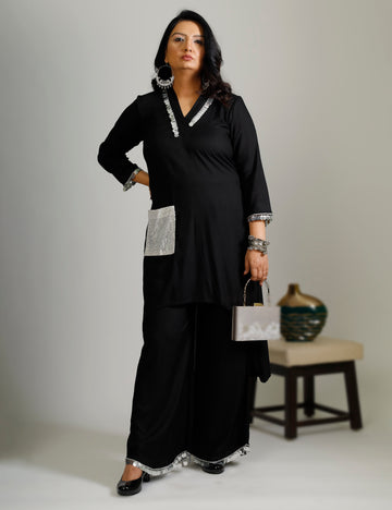 Black Ginni Kurta Plazo Set