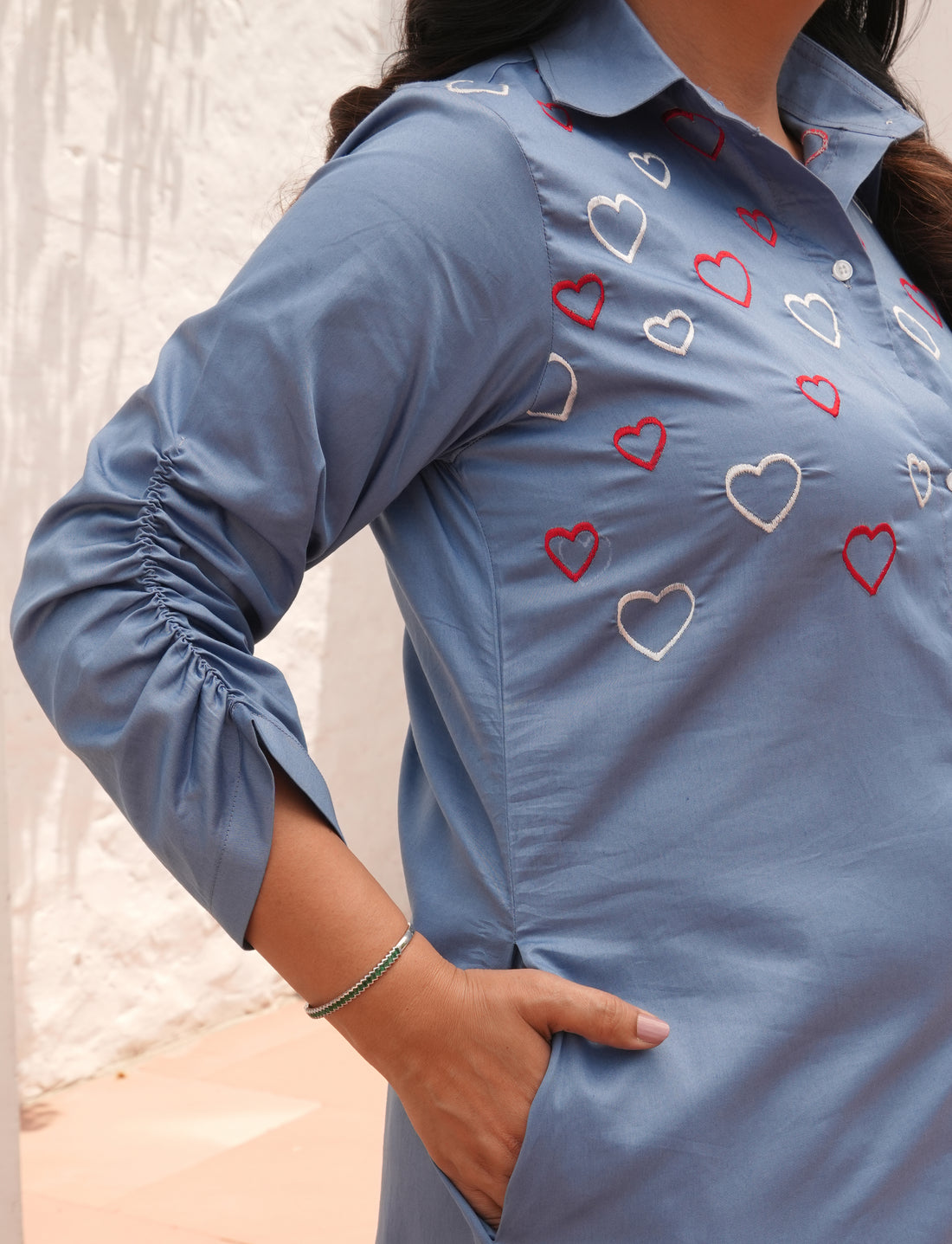 HEART EMBROIDERY DRESS