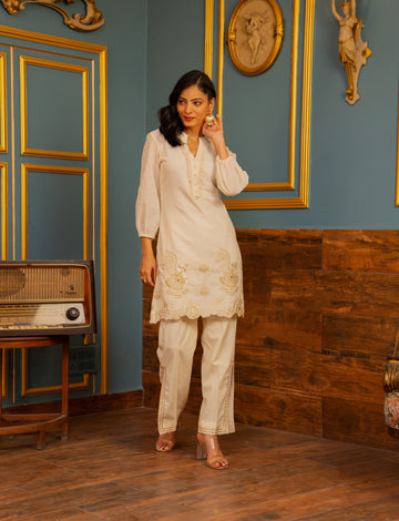 Peacock Embroidery Co-ord Set