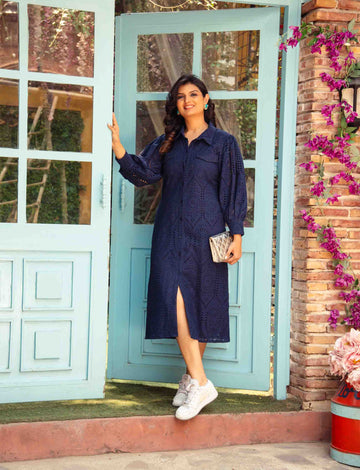 Hakoba Shirt Dress with Pocket