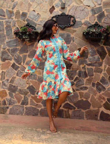 Multicolour Drop Waist Dress