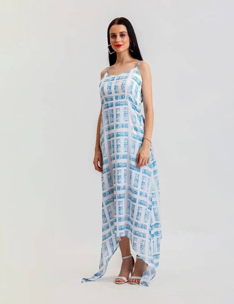 PRINTED ASYMMETRICAL ELEGANT DRESS