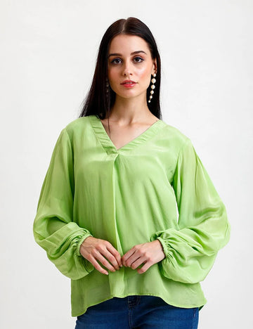 Balloon Sleeves Crepe Top