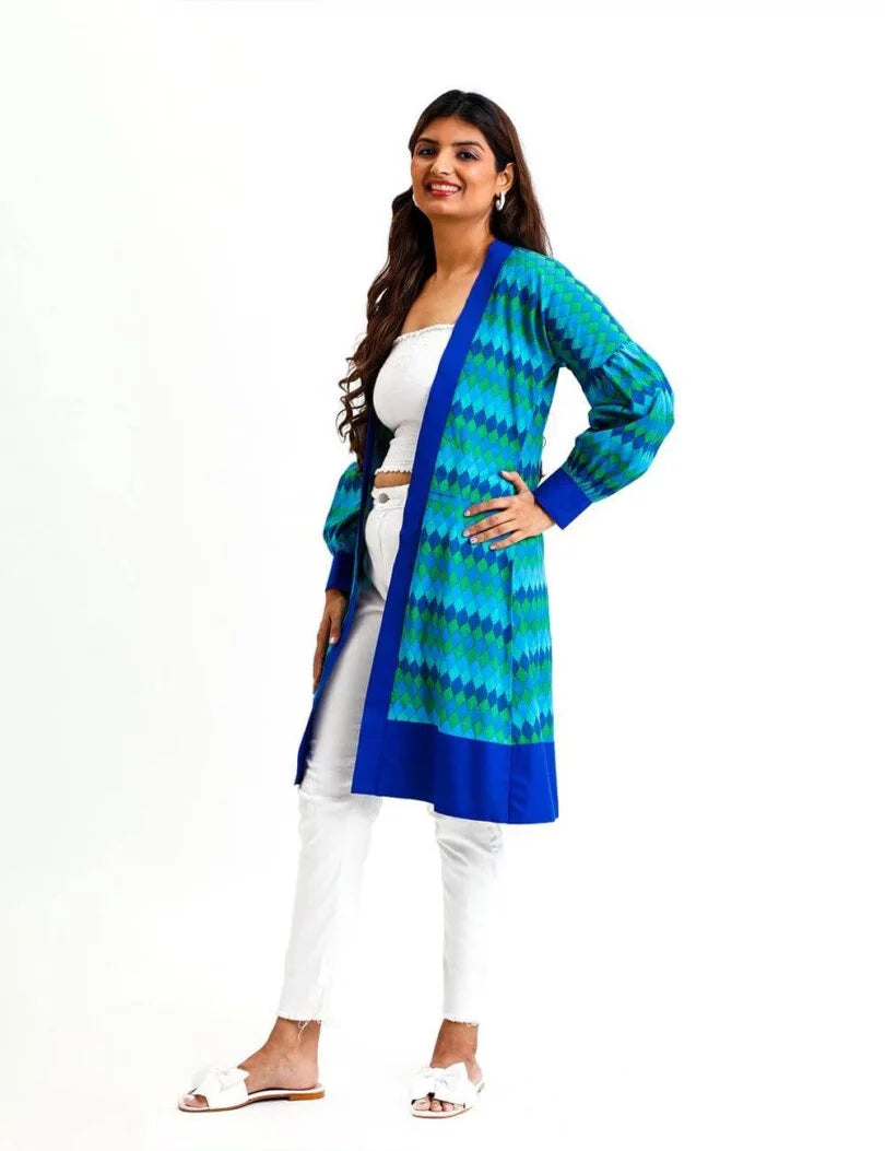 PRINTED DROP SHOULDER SHRUG