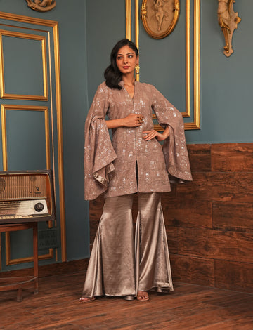 Embellished Jacket Flared Pant Party Wear Dress