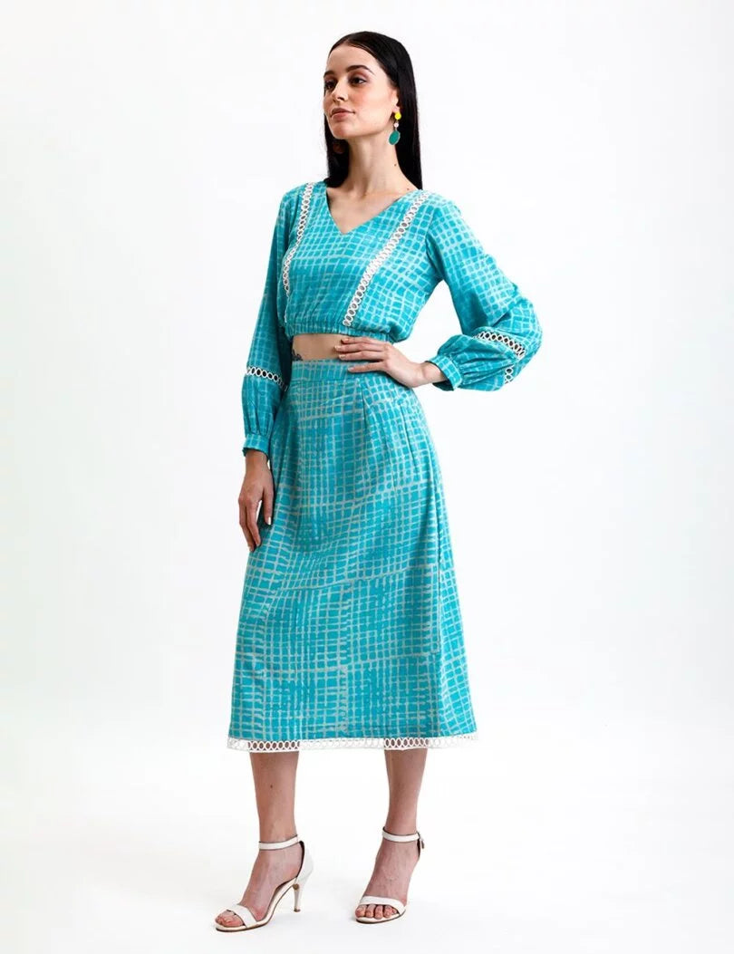 Aquarius Blue Tie-Dye Top and Skirt