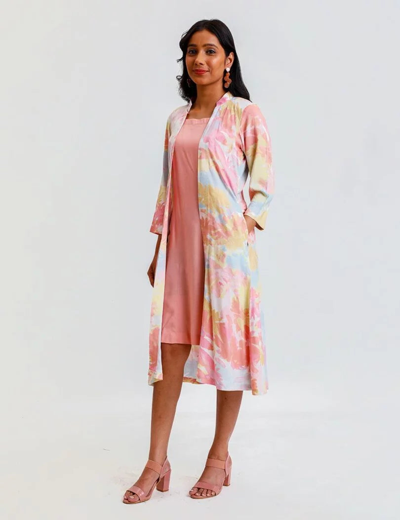 A-line dress with printed jacket (set of 2)