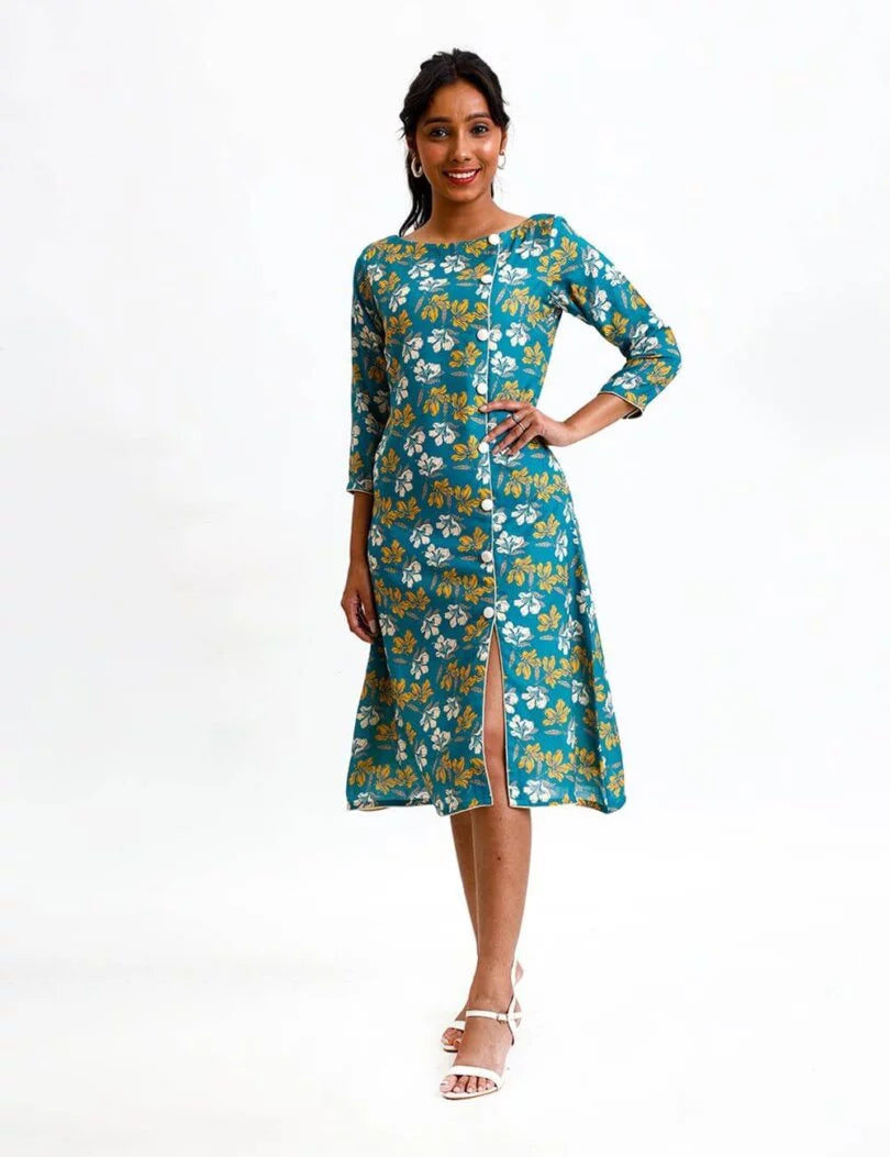 PRINTED COTTON STRAIGHT DRESS