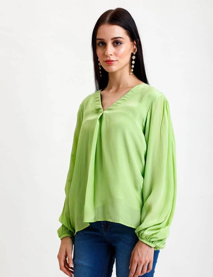 Balloon Sleeves Crepe Top