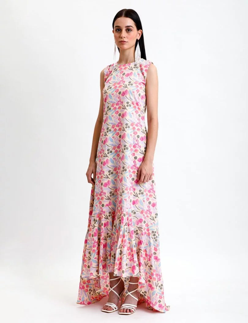 SLEEVELESS HIGH-LOW DRESS