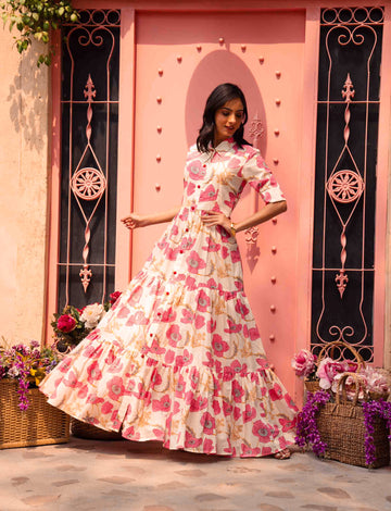 Floral Print Collar Dress