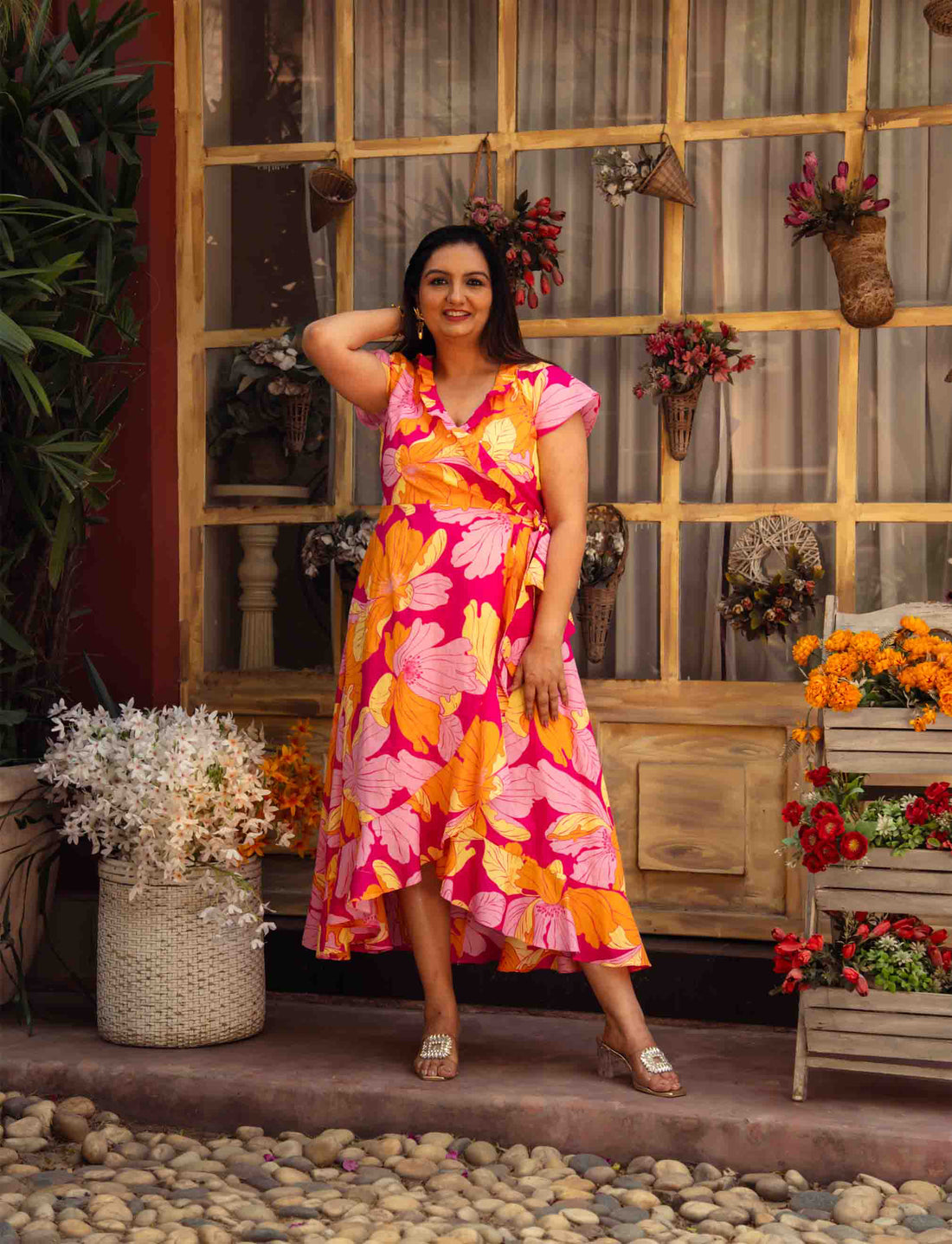 Printed Ruffle Maxi Dress