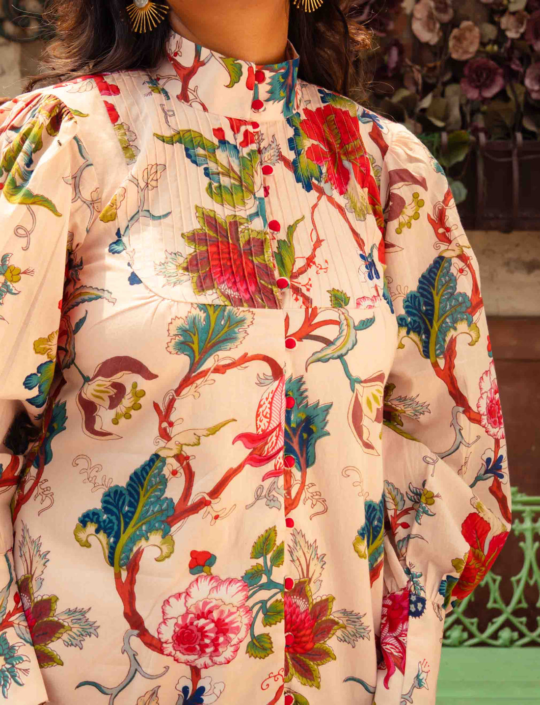 Printed Stand Collar Dress