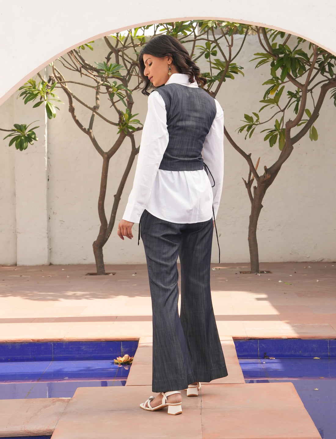 Floral Waistcoat Set (Flare Pants)