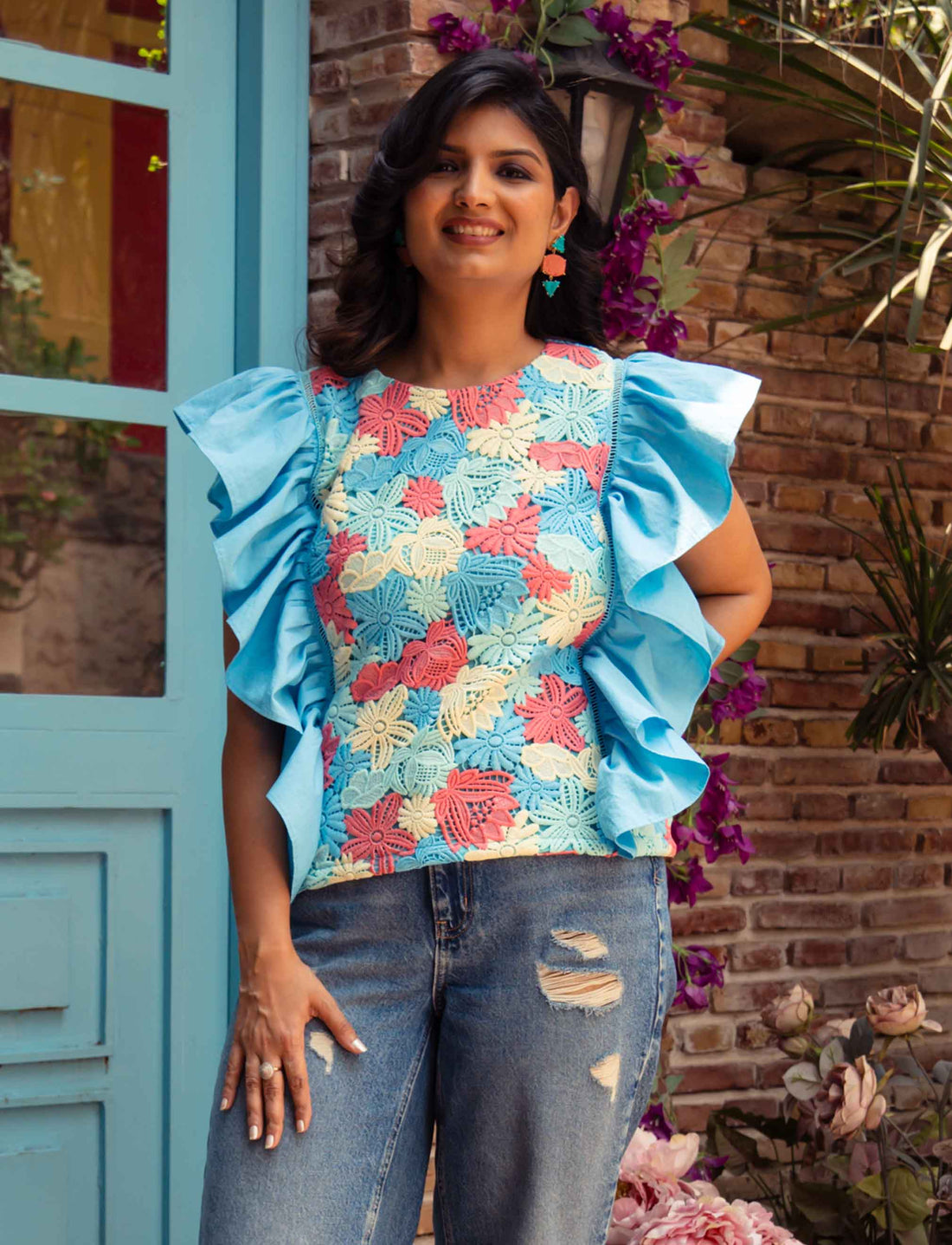 Multicolour Ruffle Top