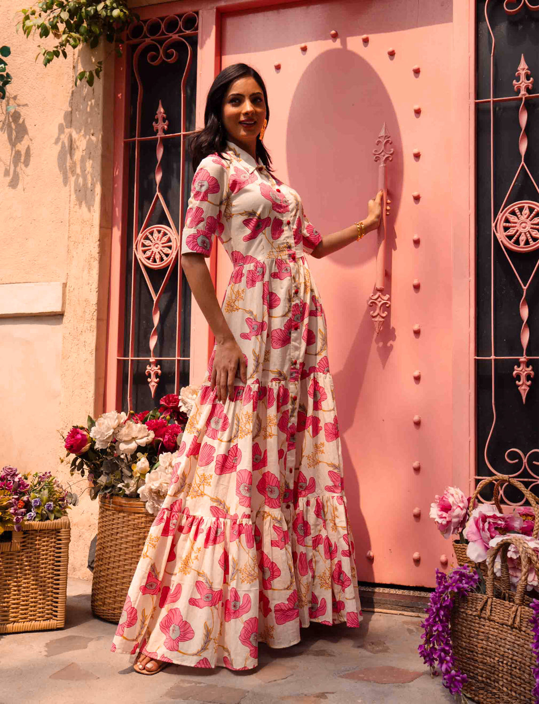 Floral Print Collar Dress