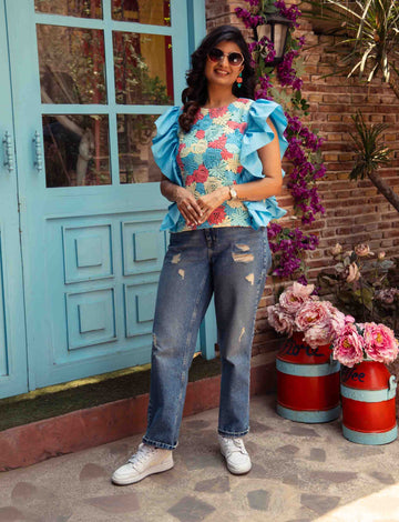 Multicolour Ruffle Top