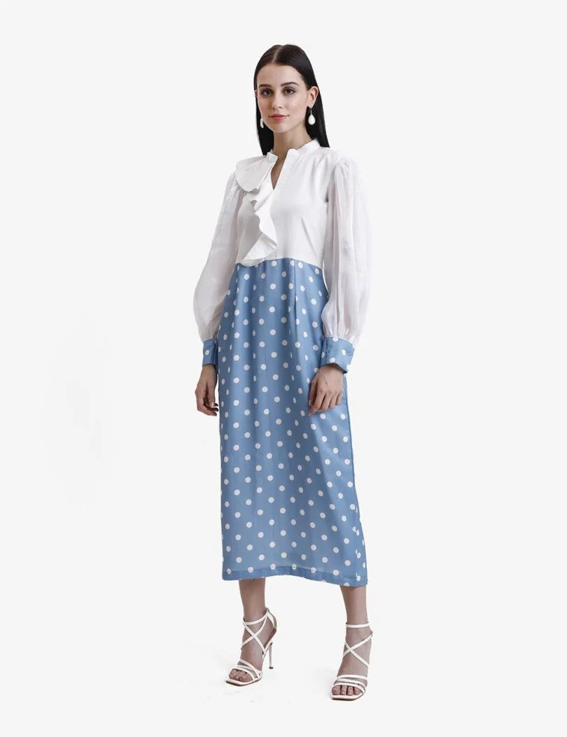 STRAIGHT FIT POLKA DOT DRESS