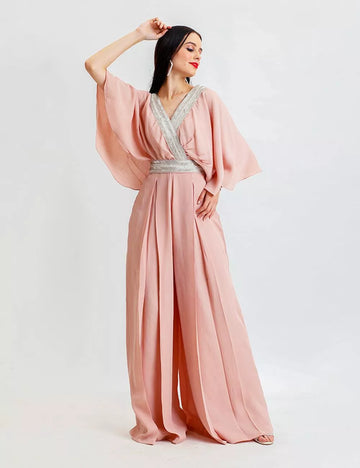 Beige Draped Jumpsuit