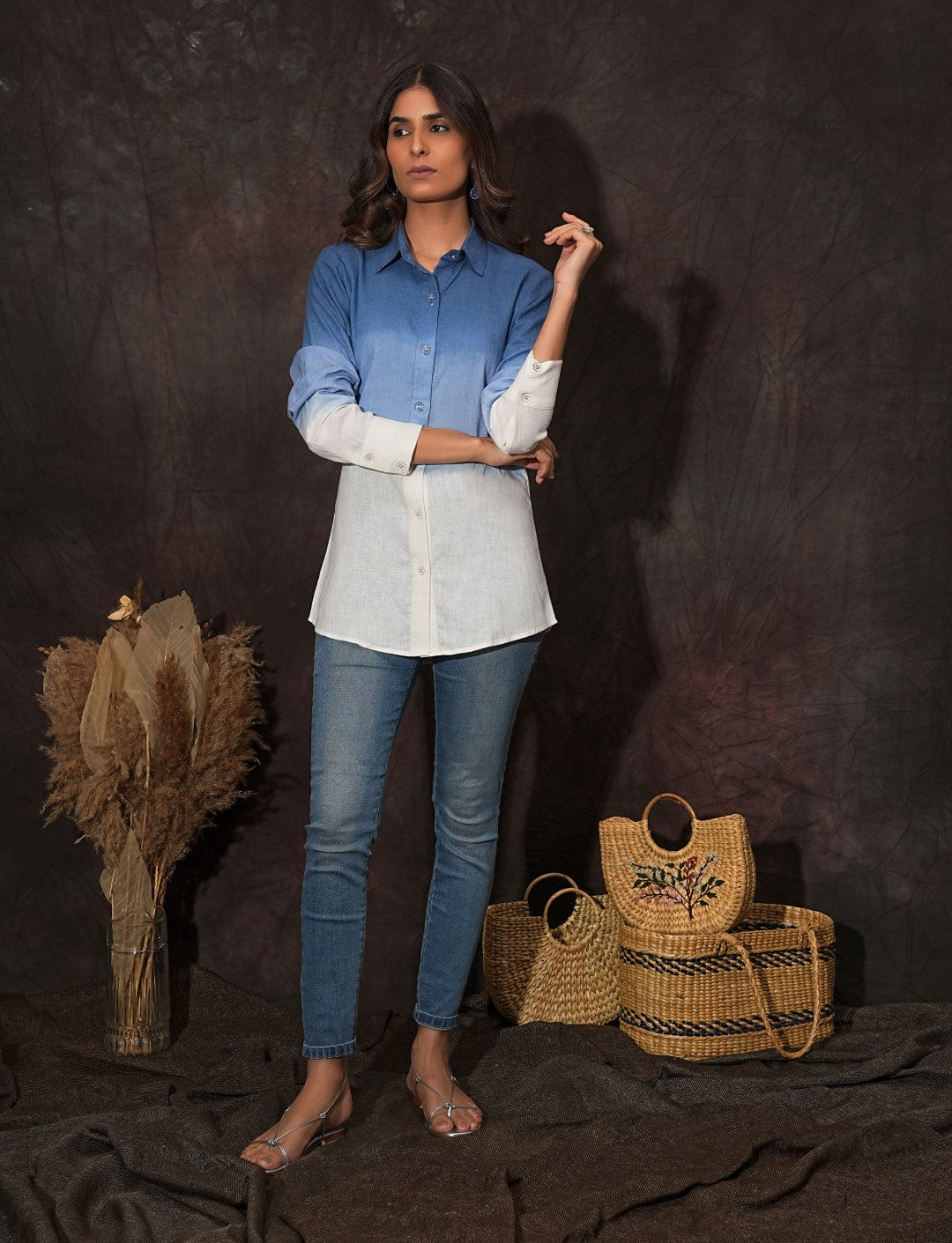 Blue Ombre Linen Shirt