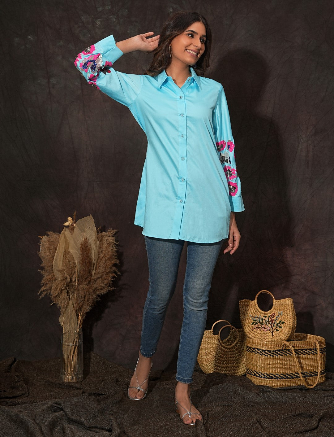Embroidery Sleeves Shirt
