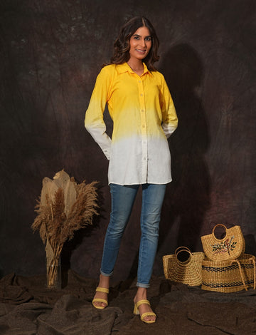 Yellow Ombre Linen Shirt
