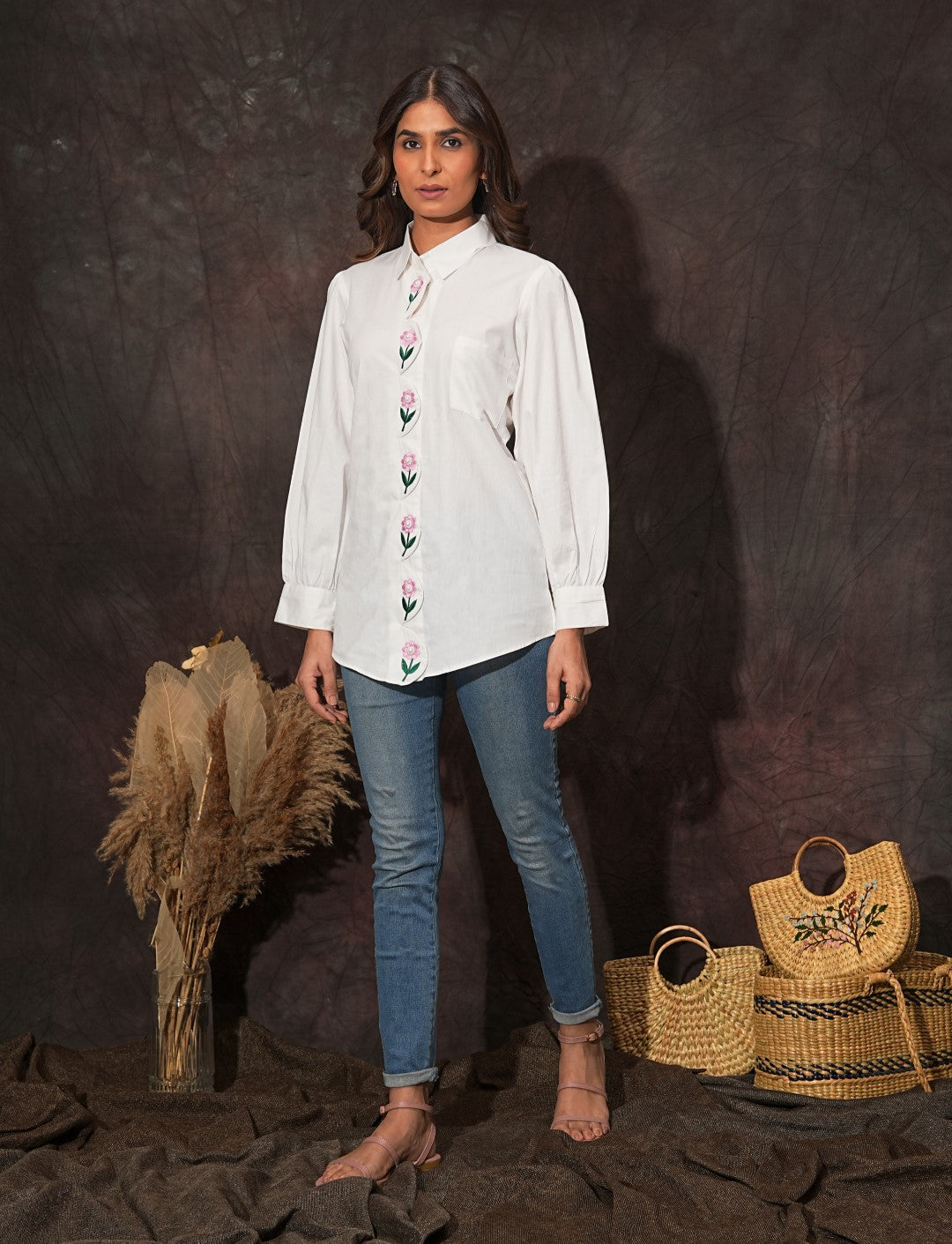 Flower Embroidery Shirt