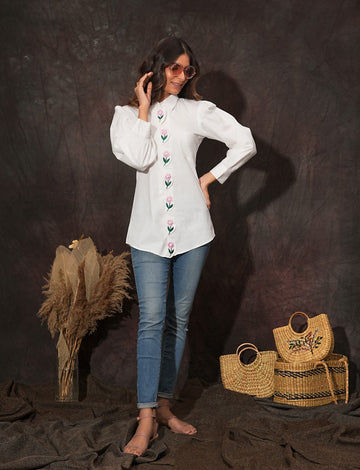 Flower Embroidery Shirt