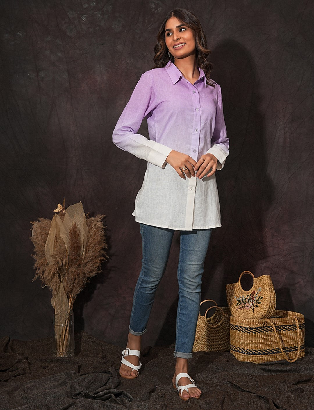 Lavender Ombre Linen Shirt