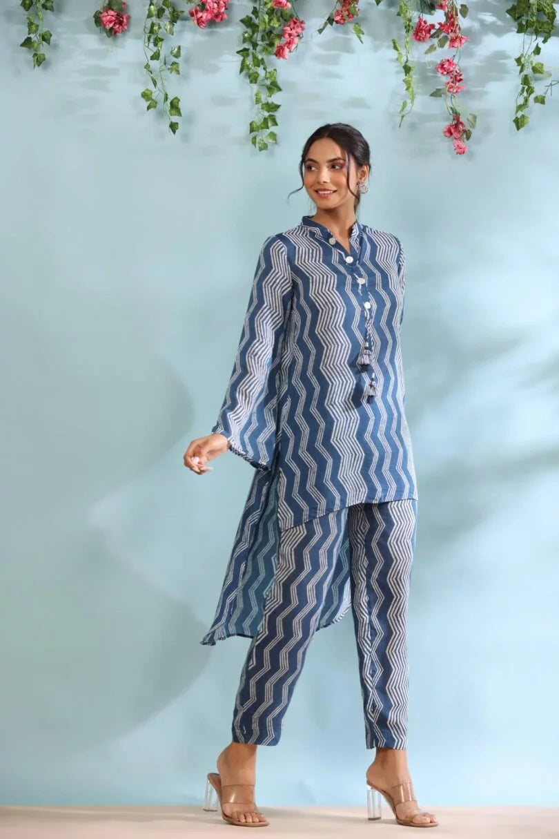 Indigo Blue Muslin Kurta Set