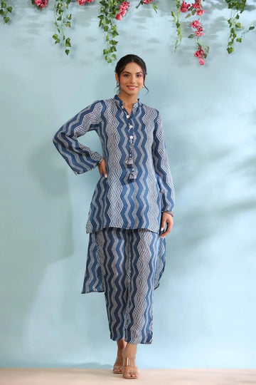 Indigo Blue Muslin Kurta Set