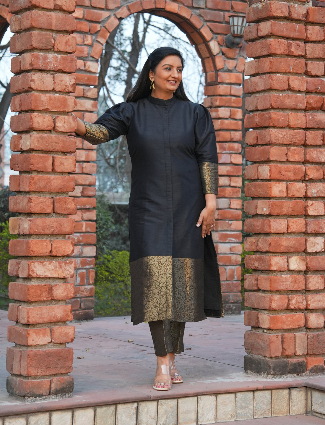 Brocade silk kurta set