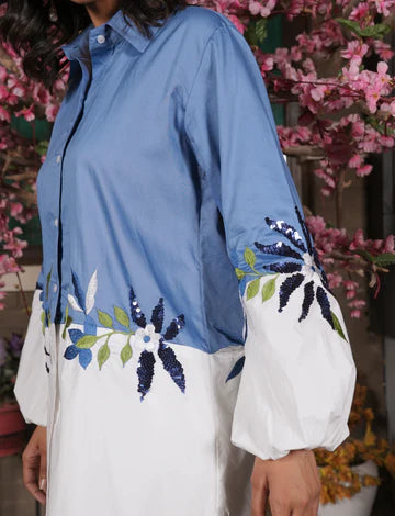 Two tone flora shirt