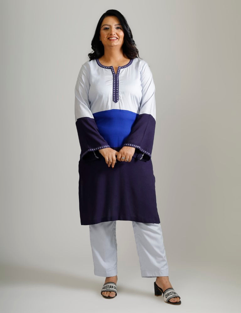 Colour Blocking Kurta Set