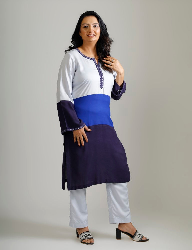 Colour Blocking Kurta Set