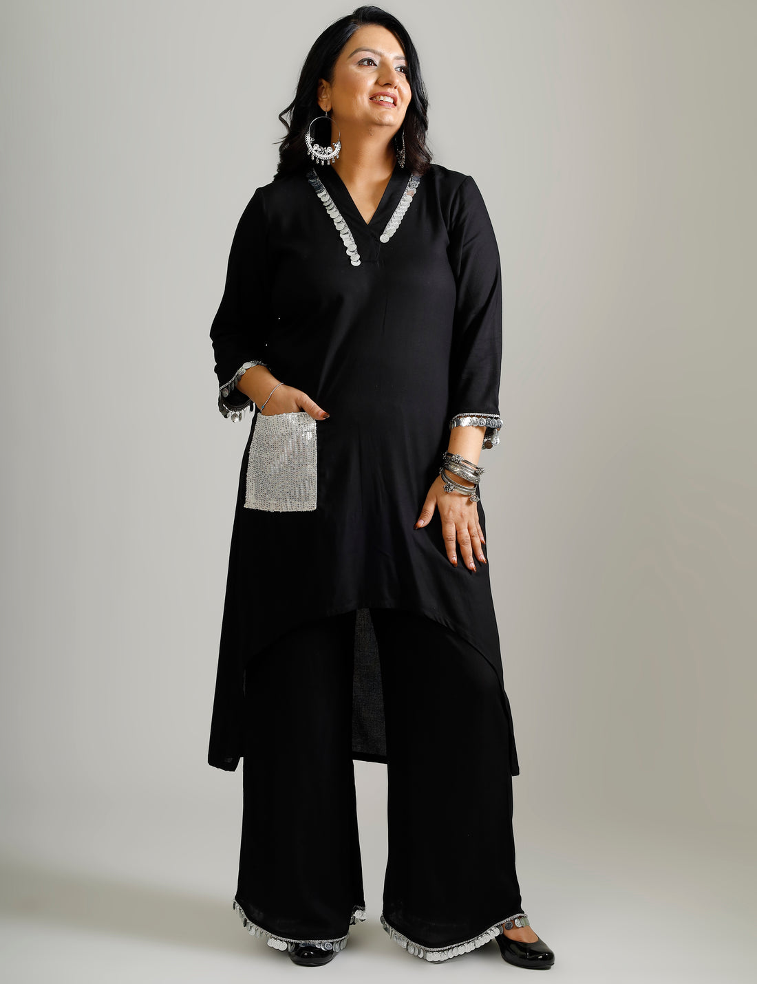 Black Ginni Kurta Plazo Set