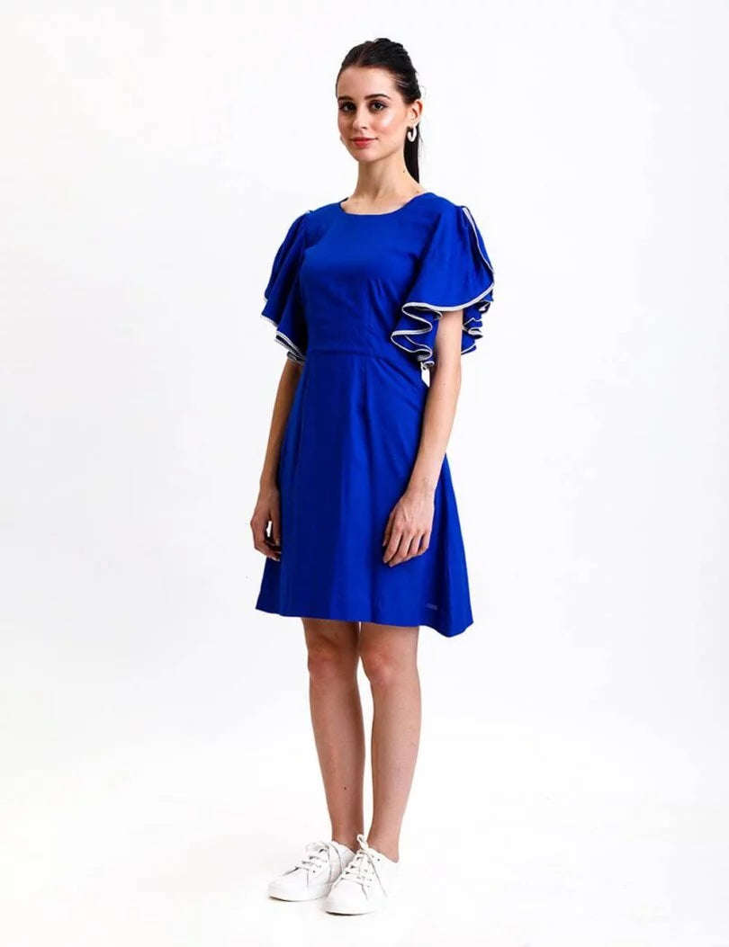 Ruffle Sleeves A-Line Dress