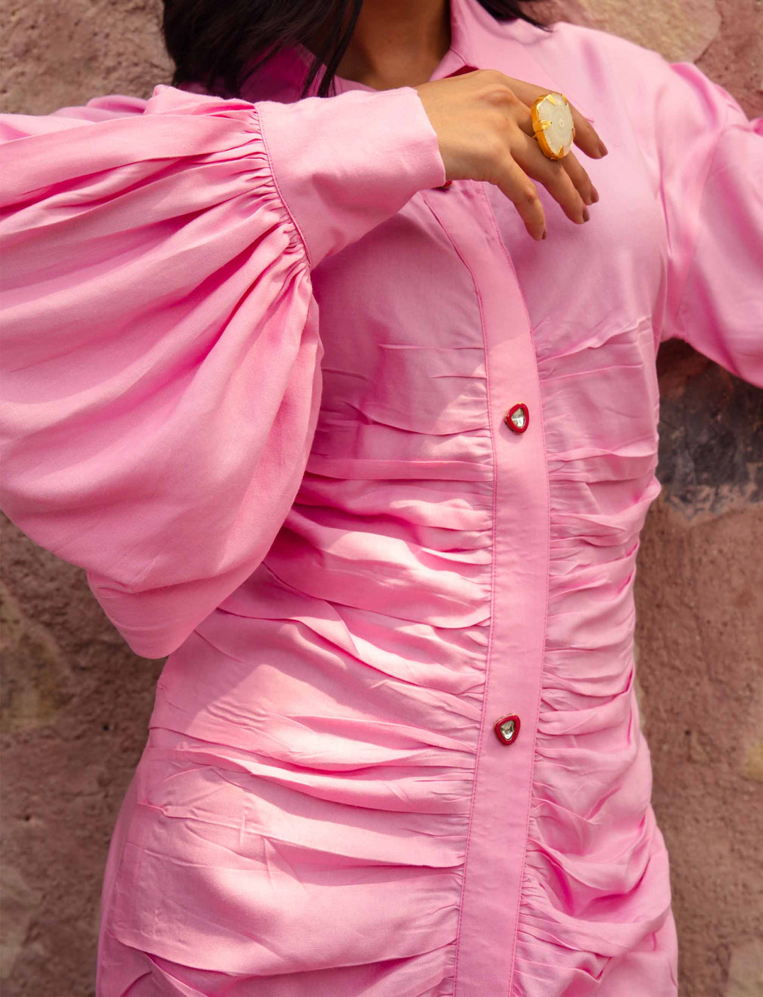 Ruched Shirt Dress