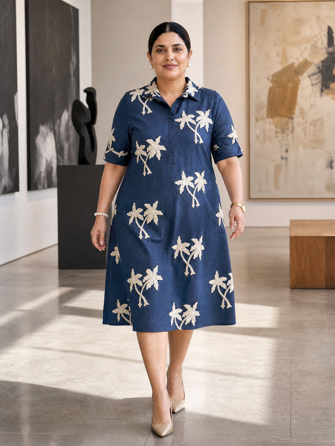 Denim Palm Dress