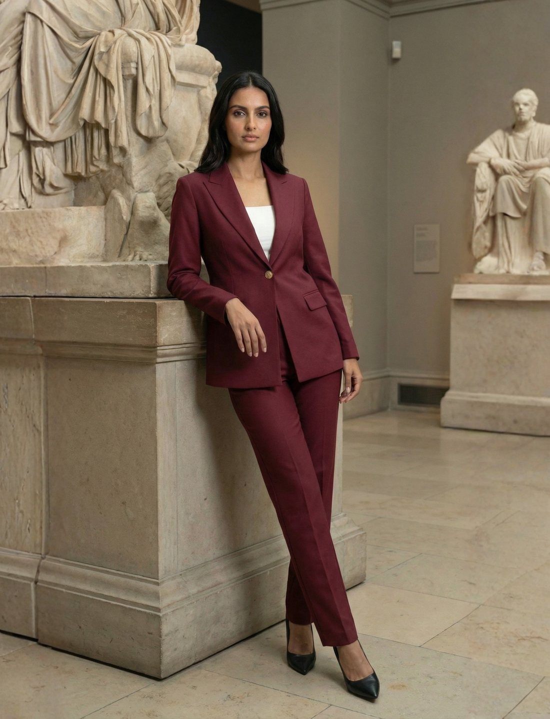 Boss lady blazer set – Deep Maroon