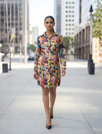 Face Art Shirt Dress