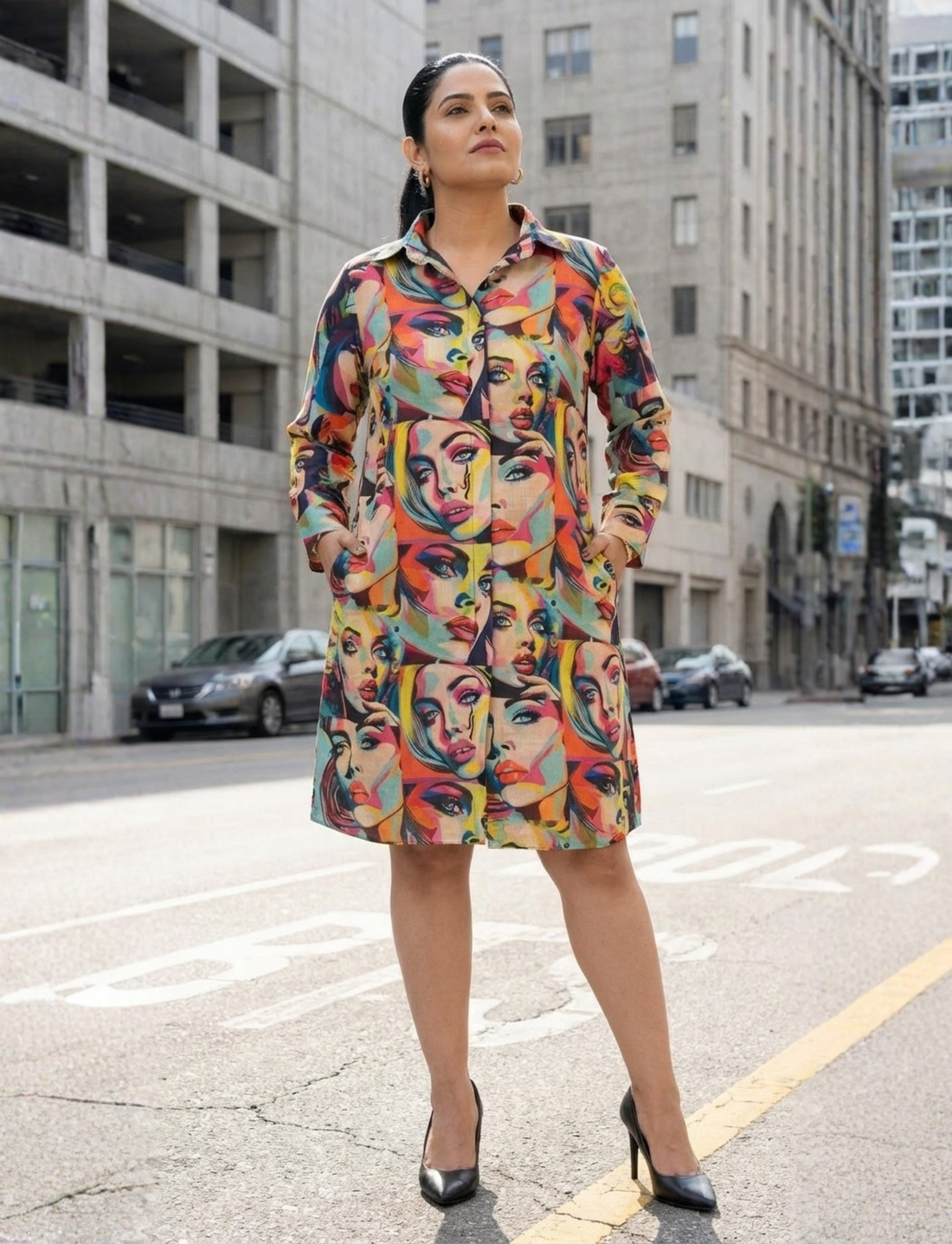 Face Art Shirt Dress