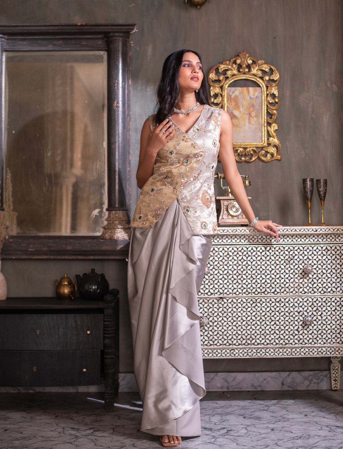 Aavira Draped Skirt Dress