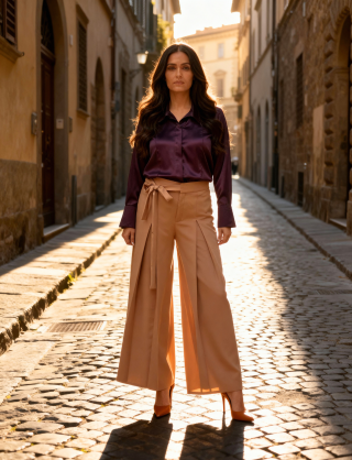 Valora Pleat Trousers - Camel Brown