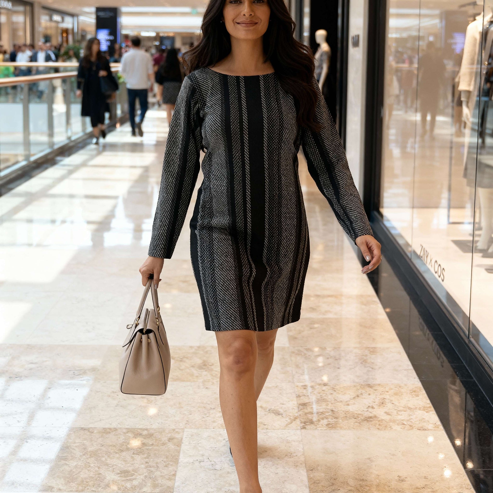 Straight Fit Tweed Dress (Black)