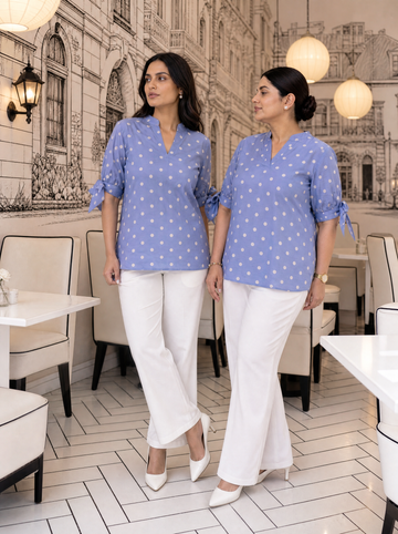 Blue Polka Dot Chic Top