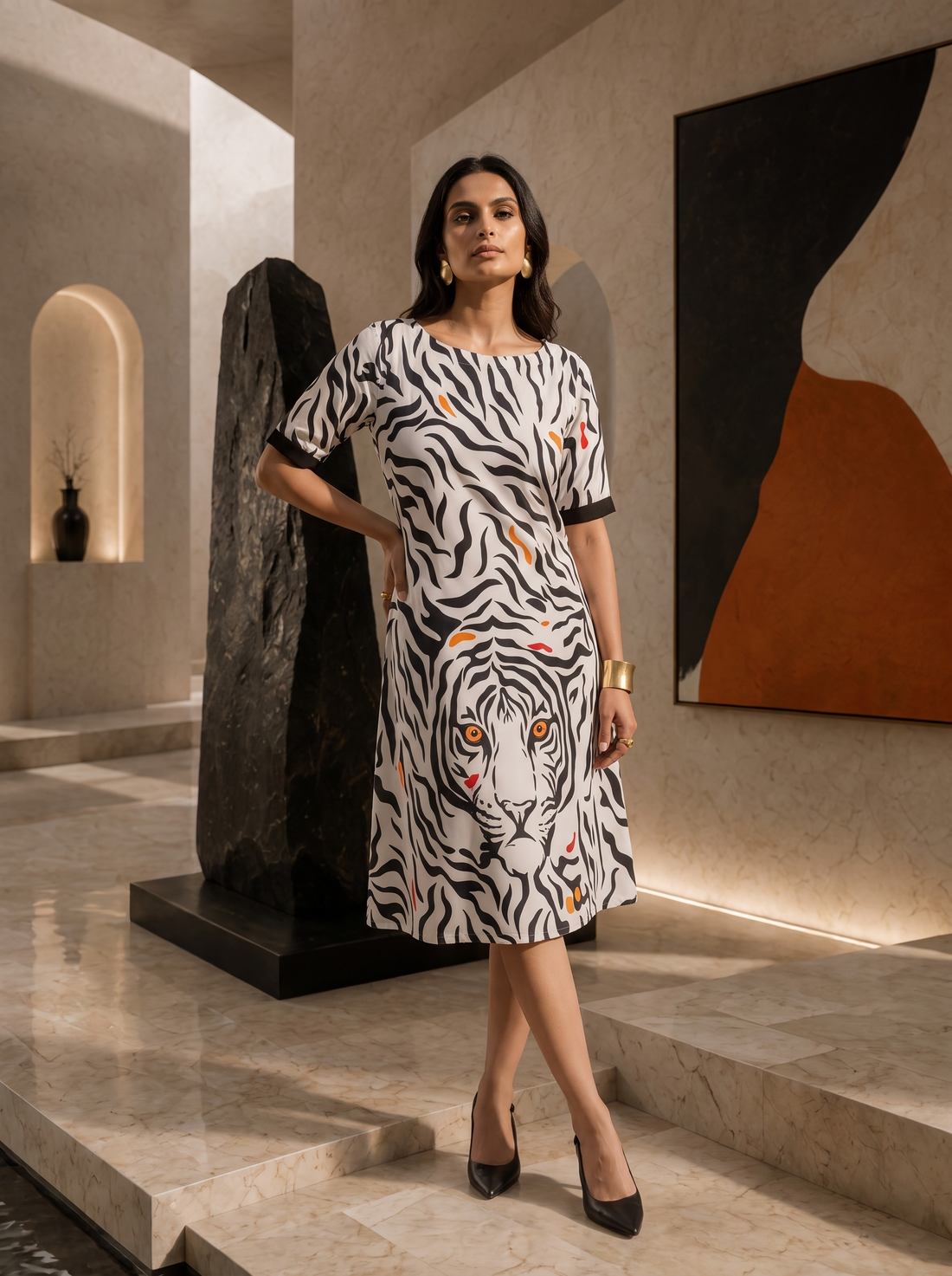 Tigris Luxe Printed Dress